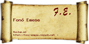 Fonó Emese névjegykártya
